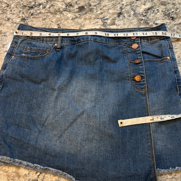 Energie | Faux Wrap Blue Jean Mini Skirt Size 13 - Picture 9 of 13